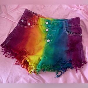 Rainbow tye-dye shorts